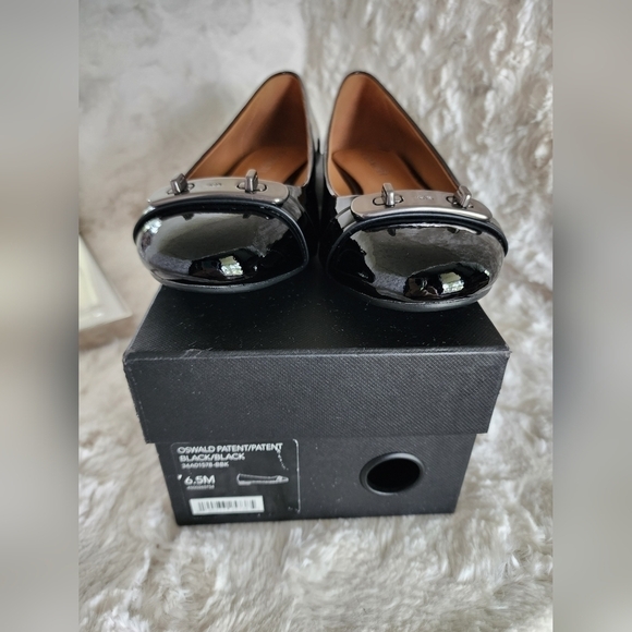 NIB Coach Black Patent Leather Oswald Flats Sz 6.5 - Picture 13 of 14